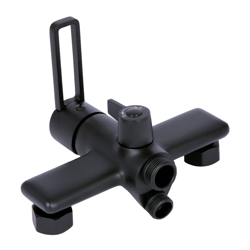 Qtap Змішувач для ванни Taurus з довгим поворотним виливом (з душовим гарнітуром) QTTAU260BLM45664 Black Matt