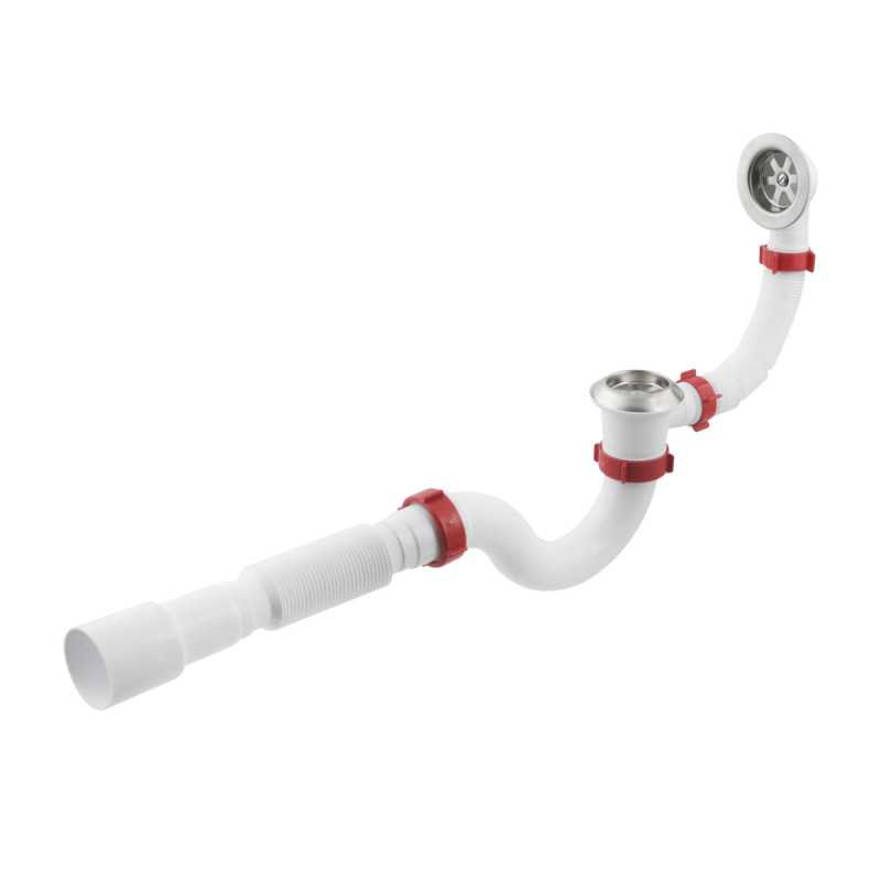 Polmark Сифон для ванни з випуском 1 1/2" перелі та гофр 40x40/50 PM 40 SF 30 01 (01)