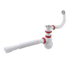 Polmark Сифон для миття 1 1/2"x40 з різьбовим випуском 40x40/50 та гнучким переливом PM 40 SF 20 04 (04)