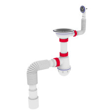 Polmark Сифон для миття 3 1/2"x40 c круглим переливом та гофротрубою PM 40 SF 20 17 (17)