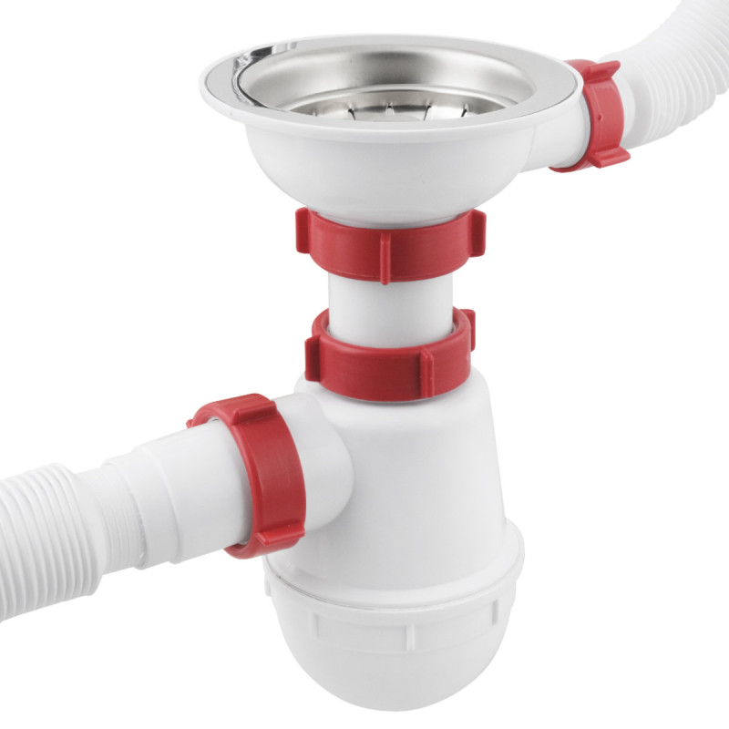 Polmark Сифон для миття 3 1/2"x40 з різьбовим випуском 40x40/50 та гнучким переливом PM 40 SF 20 05 (05)