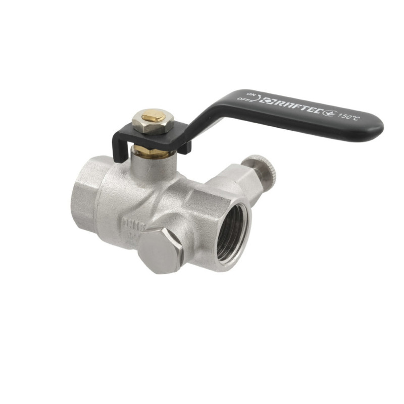 Raftec Кран кульовий з дренажем BLACK DN15 1/2" ВВ WDRH01