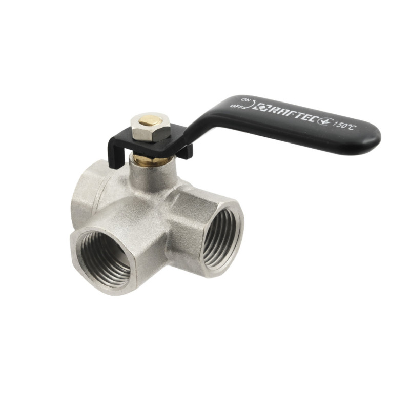 Raftec Кран кульовий триходовий BLACK DN15 1/2" ВВ TDRH01