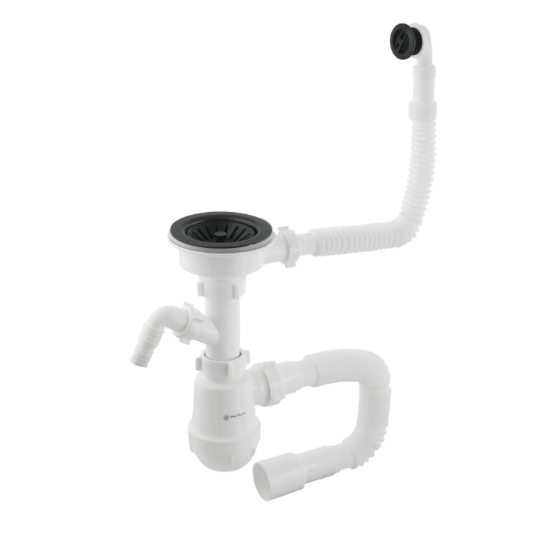 Polmark Сифон для мийки 3 1/2"x40 з різьбовим випуском 40x40/50 і гнучк.переливом PM 40 SF 20 24 ЕВ (ЕВ)
