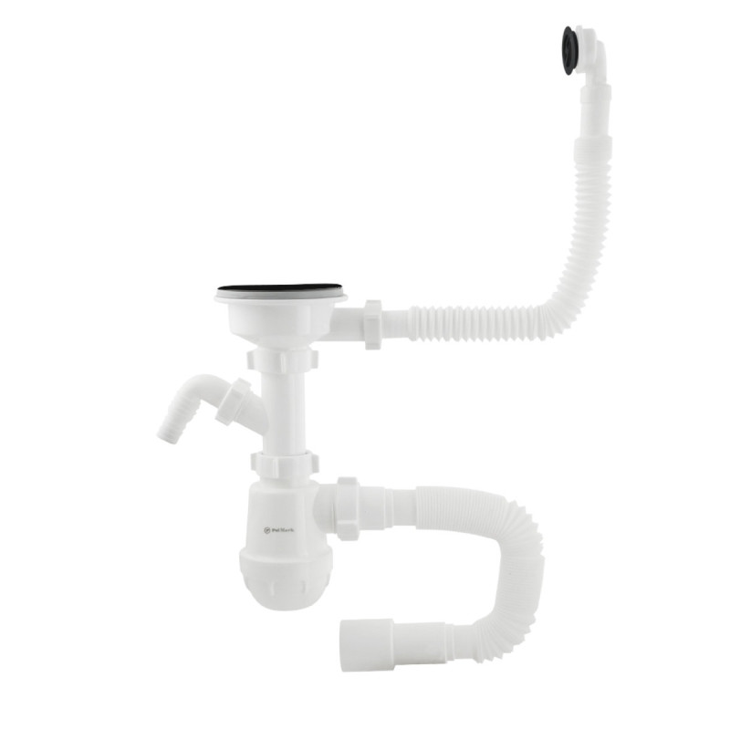 Polmark Сифон для мийки 3 1/2"x40 з різьбовим випуском 40x40/50 і гнучк.переливом PM 40 SF 20 24 ЕВ (ЕВ)