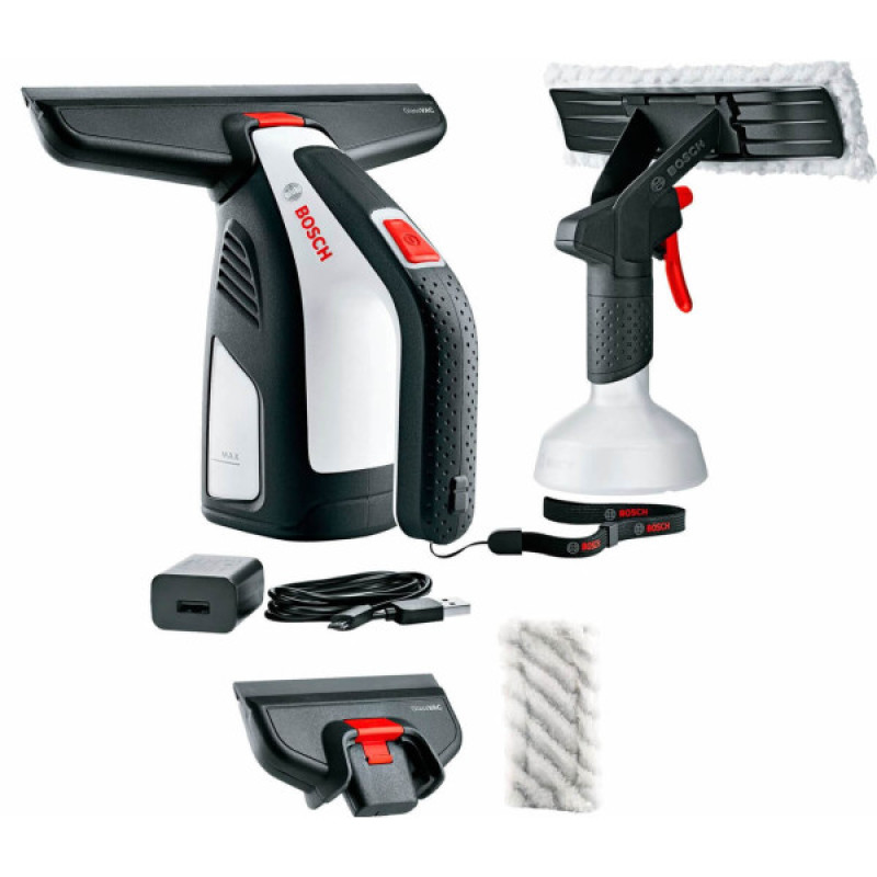 BOSCH Пилосос GlassVAC, акумуляторний, для миття вікон, 3.6*2 Ач, контейнер 0.1 Л, 0.7 кг, +насадки і пульв. (06008B7000)