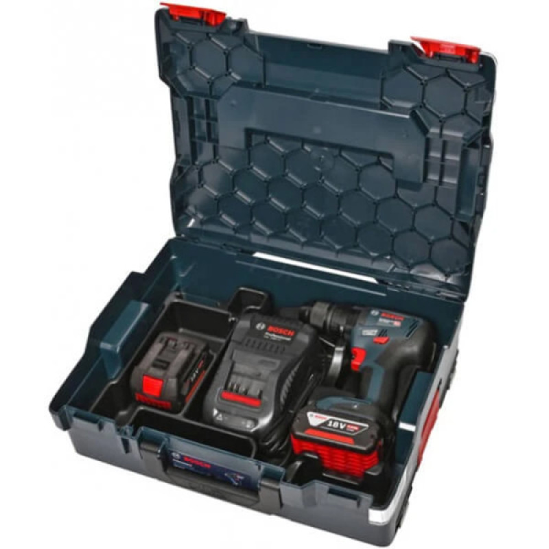 BOSCH Набір із двох акумуляторних інструментів 18В дриль-шурупокрут GSR 18V-50 пилосмок GAS 18V-1 швидкий зарядний пристрій GAL 1880 CV акб 2х5А·год кейс L-BOXX (0615990M44)