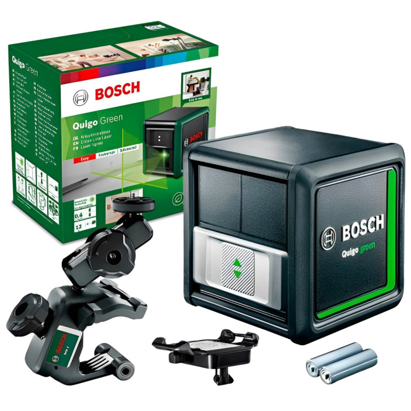 BOSCH Нівелір лазернийQuigo Green, точність ± 0.6 мм/м, 12 м, зелений, 0.27 кг (0603663C02)