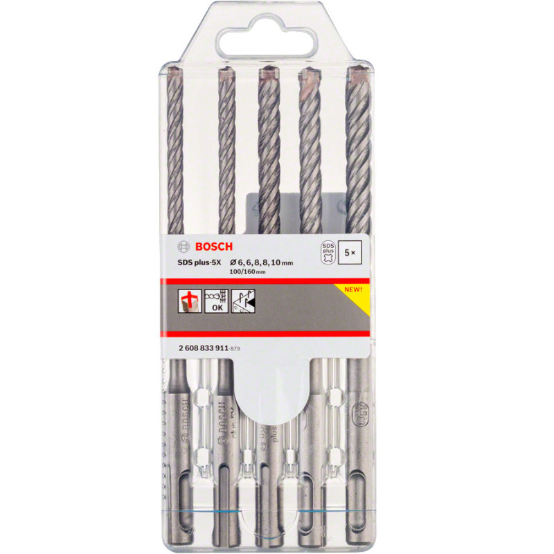 BOSCH Набір бурів по бетону, SDS-Plus, 5шт (2608833911)