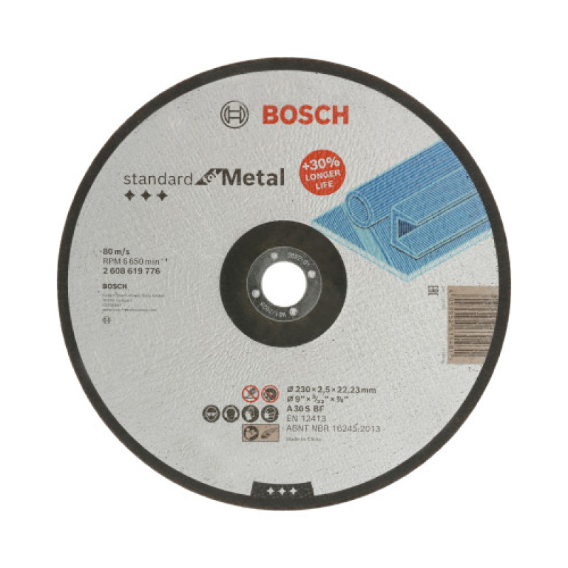 BOSCH Диск відрізний Standard, 230х22.23мм, по металу (2608619776)