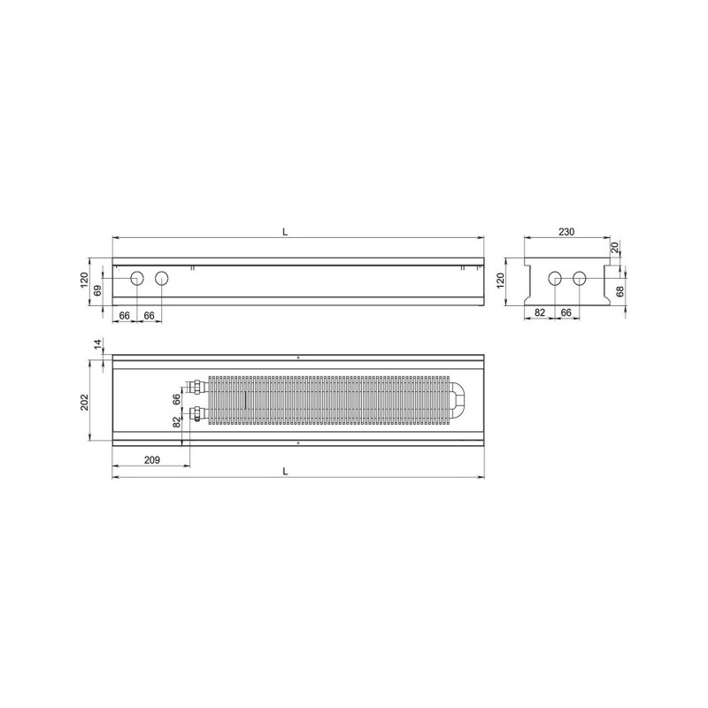 Carrera Внутрішньопідлоговий конвектор  S Inox 230х2500х120 (S_I_23/250/12)