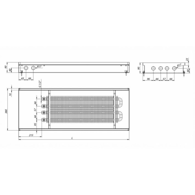 Carrera Внутрішньопідлоговий конвектор  S2 Inox 380х1500х90 (S2_I_38/150/09)