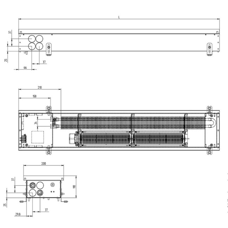 Carrera Внутрішньопідлоговий конвектор  4SV Black 200x1250x110 + вент. DC24V (4SVB24dc_20/125/11)