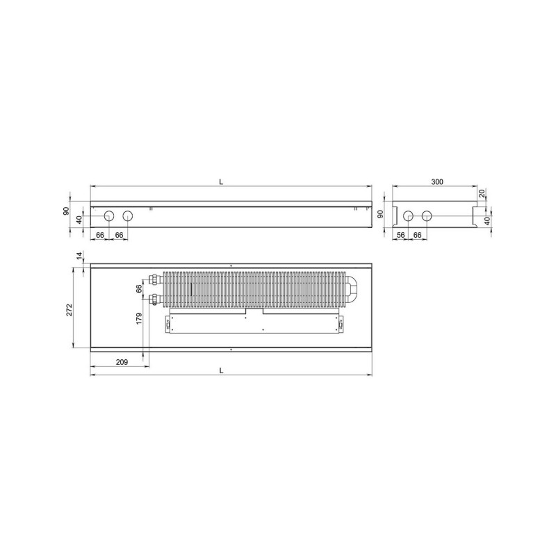 Carrera Внутрішньопідлоговий конвектор  SV Inox 250х2250х90+вент. DC24V (SVI24dc_25/225/09)