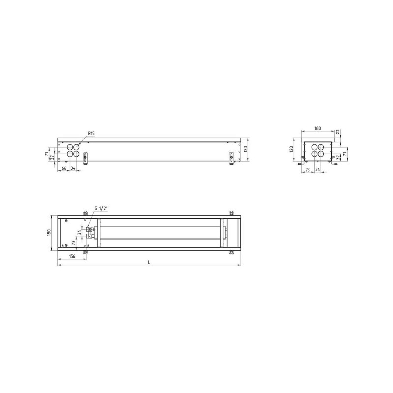 Carrera Внутрішньопідлоговий конвектор  4S Black 180х3000х110 (4S_18/300/11)