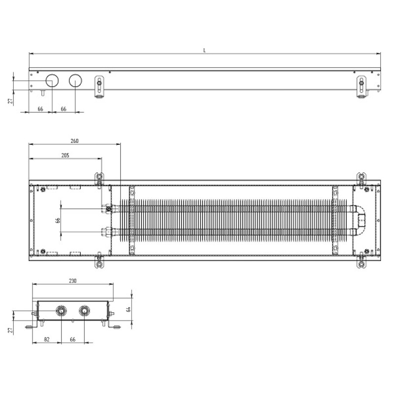 Carrera Внутрішньопідлоговий конвектор  M Black 230х2250х65 (M_B_23/225/6.5_S)