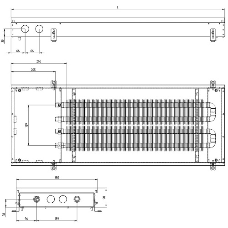Carrera Внутрішньопідлоговий конвектор  S2 Black 380х1500х90 (S2_B_38/150/09)