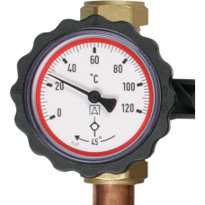 Afriso 77790 шаровий кран для сонячних систем червоний з термометром 0-120С