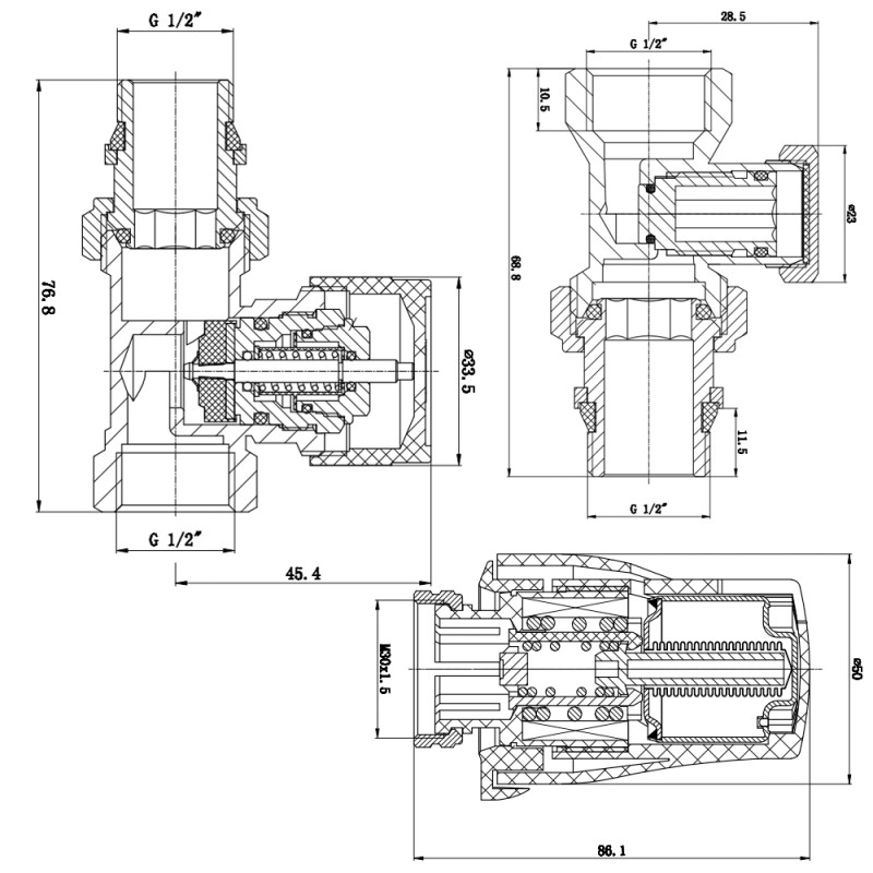 SD Forte Комплект термостатичний 1/2" для радіатора прямий SF255W15