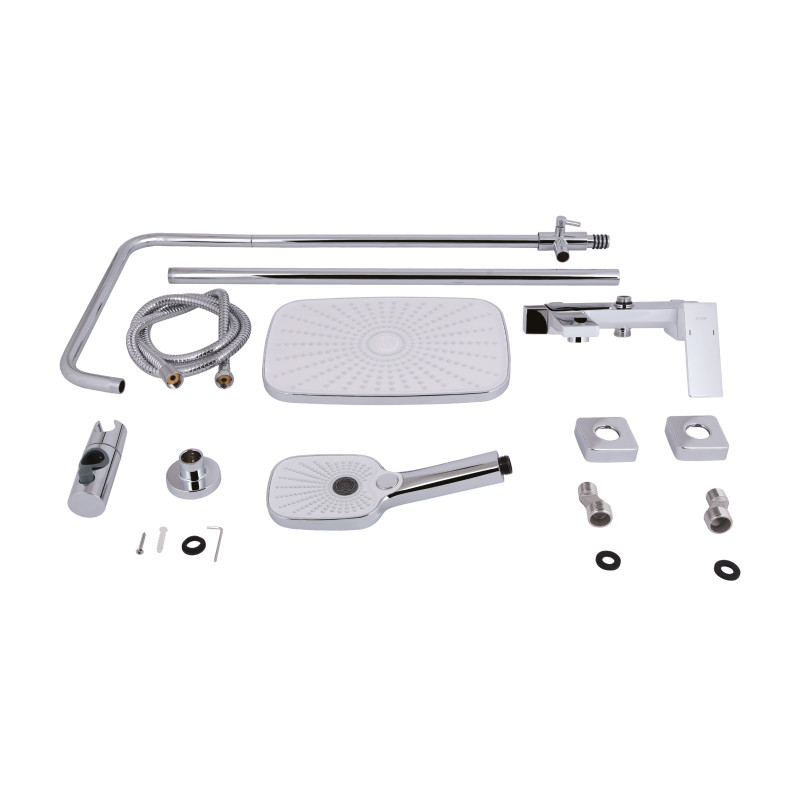 Qtap Душова система універсальна Gemini на три споживача (з виливом) QTGEM111CRW45687 Chrome/White