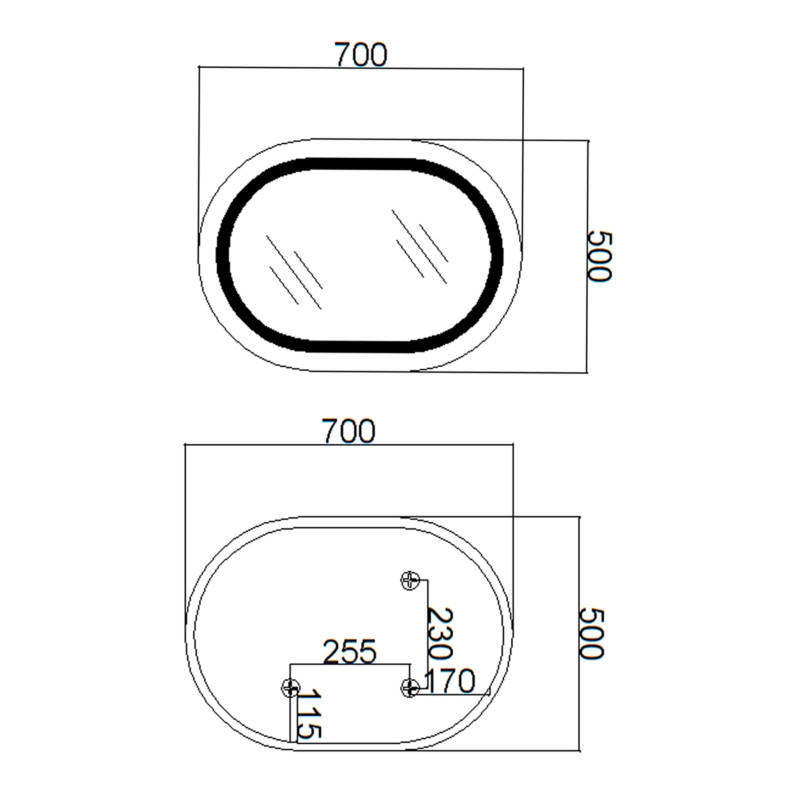 Qtap Дзеркало Gemini 500х700 з LED-підсвічуванням Touch, з антизапотіванням, з димером, рег. темп. кольору (3000-6500K) Reverse QT2578R5070