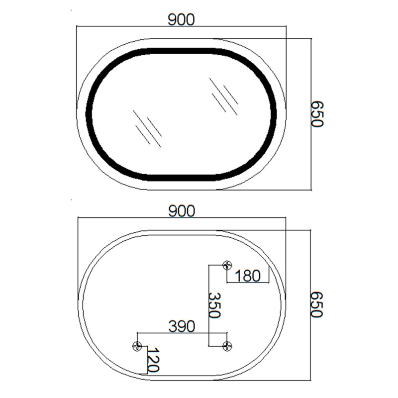 Qtap Дзеркало Gemini 650х900 з LED-підсвічуванням Touch, з антизапотіванням, з димером, рег. темп. кольору (3000-6500K) Reverse QT2578R6590