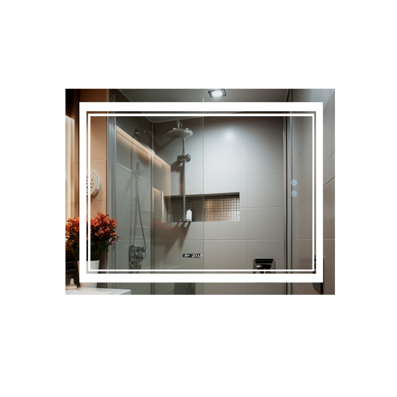 Qtap Дзеркало Cardinal 1200х800 з LED-підсвічуванням Touch, з антизапотіванням, з димером, рег. темп. кольору (3000-6500K) QT0478C12080