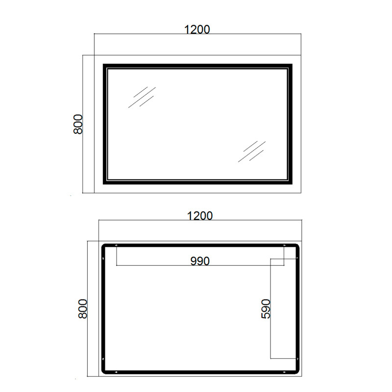 Qtap Дзеркало Cardinal 1200х800 з LED-підсвічуванням Touch, з антизапотіванням, з димером, рег. темп. кольору (3000-6500K) QT0478C12080