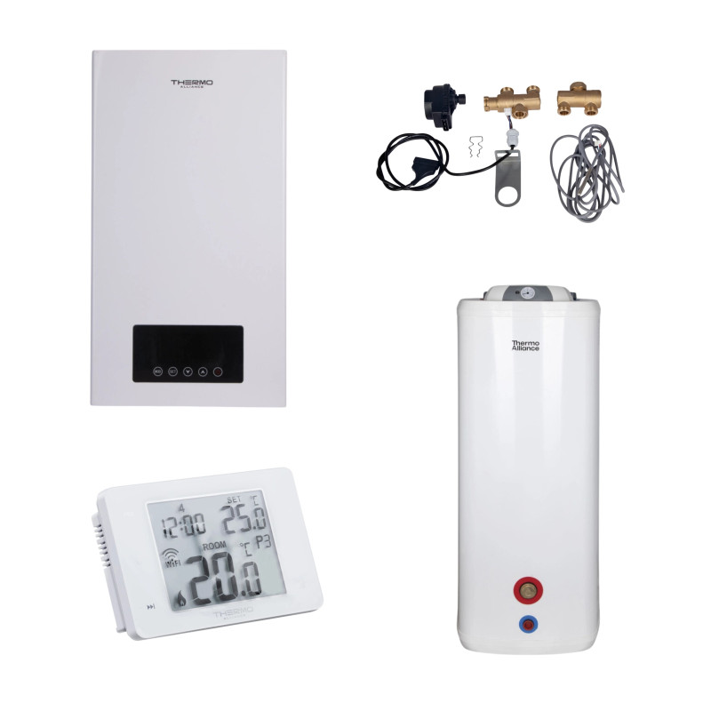 Thermo Alliance Комплексне рішення для котельні: електричний котел 18 кВт + комплект підключення бойлера + комбінований підлоговий водонагрівач 140 л (TA149DCN1847151)