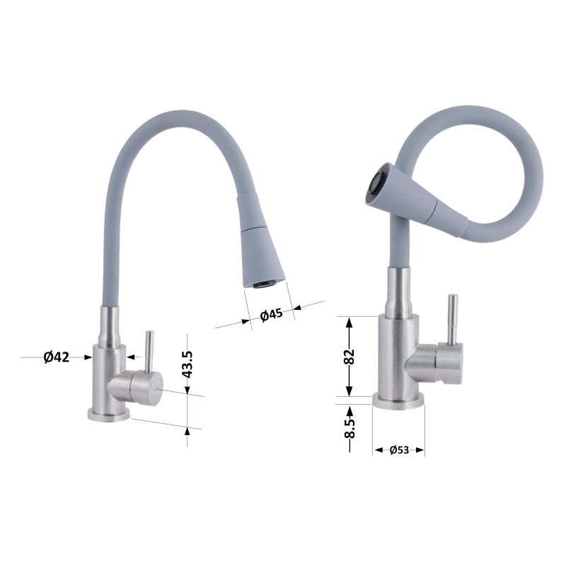 Lidz Змішувач для кухні Aria 015F31 з гнучким виливом (k35) LDARI015F31GNK31871 Grey / Nickel