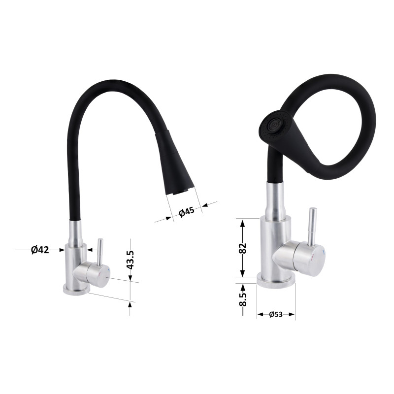 Lidz Змішувач для кухні Aria 015F31 з гнучким виливом (k35) LDARI015F31BNK31872 Black / Nickel