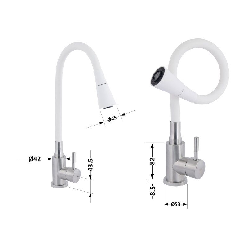 Lidz Змішувач для кухні Aria 015F31 з гнучким виливом (k35) LDARI015F31WNK36981 White / Nickel