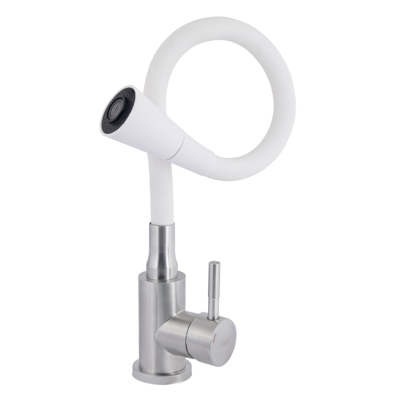 Lidz Змішувач для кухні Aria 015F31 з гнучким виливом (k35) LDARI015F31WNK36981 White / Nickel