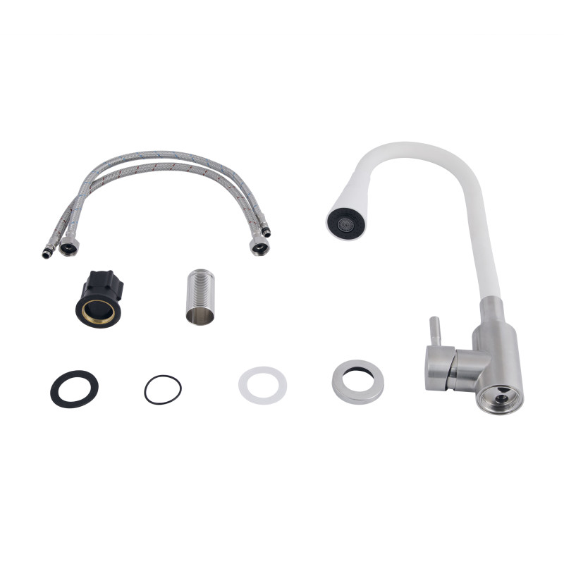 Lidz Змішувач для кухні Aria 015F31 з гнучким виливом (k35) LDARI015F31WNK36981 White / Nickel