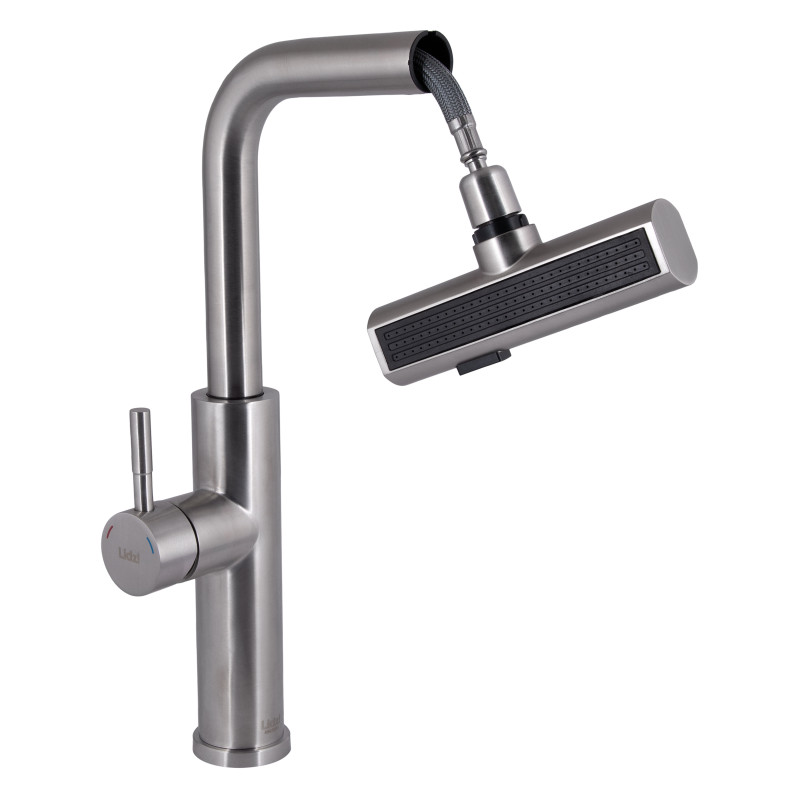 Lidz Змішувач для кухні Aria 015FLT з висувним мультифункціональним виливом-лійкою (k35) LDARI015FLTNKS37643 Nickel