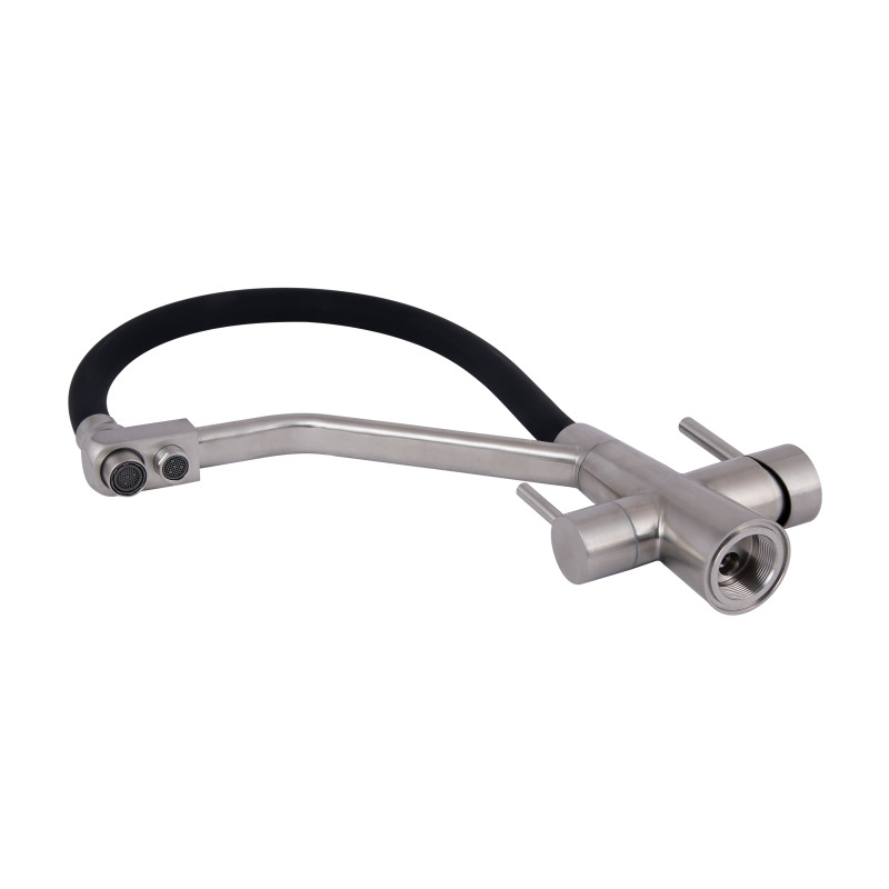 Lidz Змішувач для кухні Aria 020F3 з гнучким виливом з підключенням для питної води (k35) LDARI020F3BNK37647 Black / Nickel