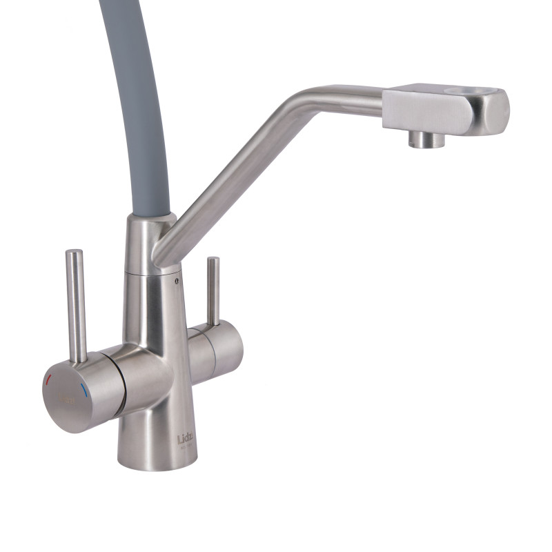 Lidz Змішувач для кухні Aria 020F3 з гнучким виливом з підключенням для питної води (k35) LDARI020F3GNK39211 Grey / Nickel