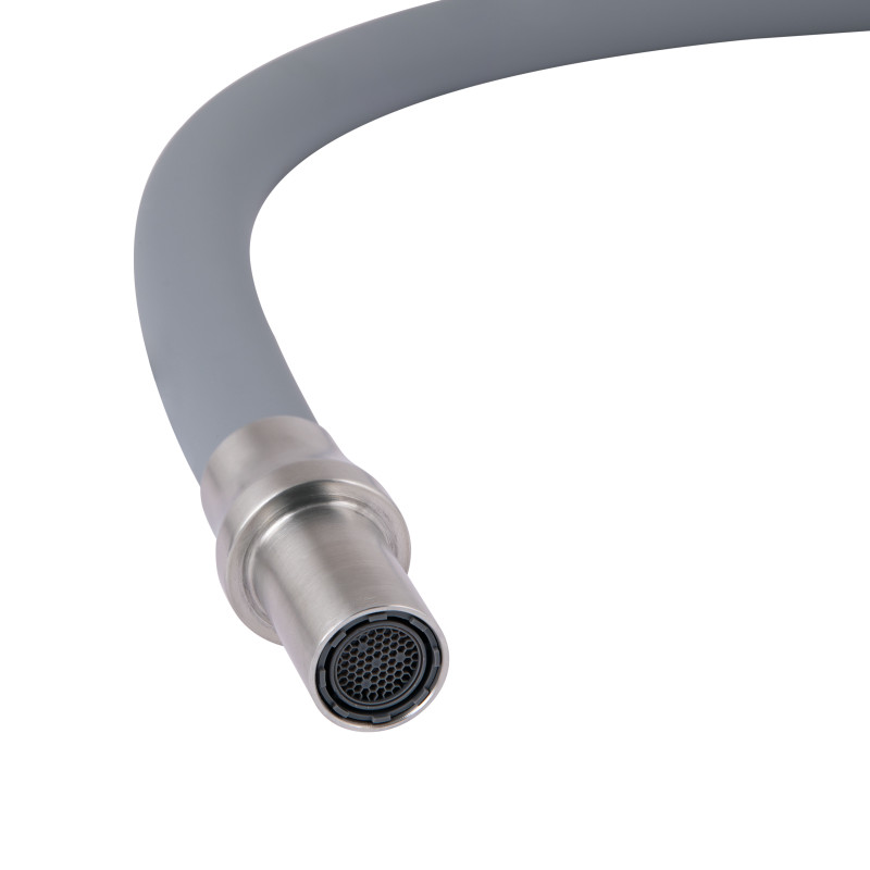 Lidz Змішувач для кухні Aria 020F3 з гнучким виливом з підключенням для питної води (k35) LDARI020F3GNK39211 Grey / Nickel