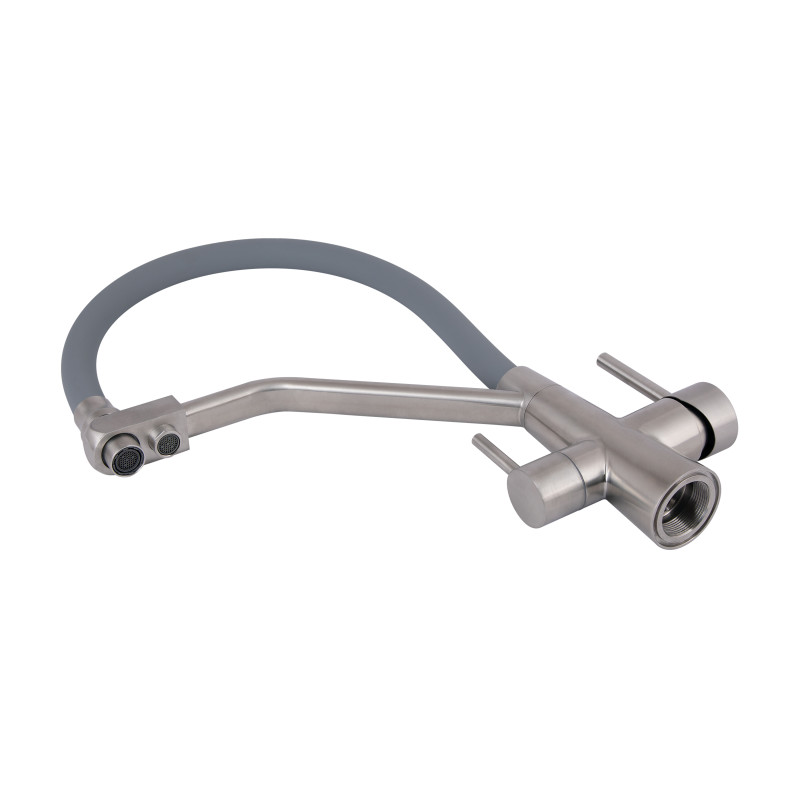 Lidz Змішувач для кухні Aria 020F3 з гнучким виливом з підключенням для питної води (k35) LDARI020F3GNK39211 Grey / Nickel