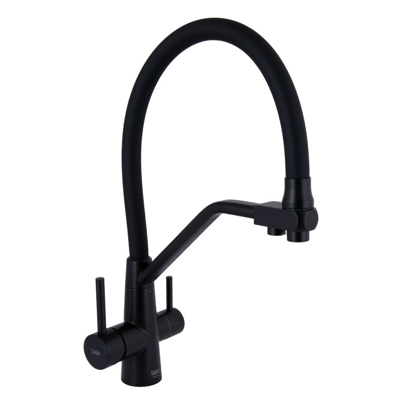 Lidz Змішувач для кухні Aria 020F3 з гнучким виливом з підключенням для питної води (k35) LDARI020F3BLA39212 Black Matt