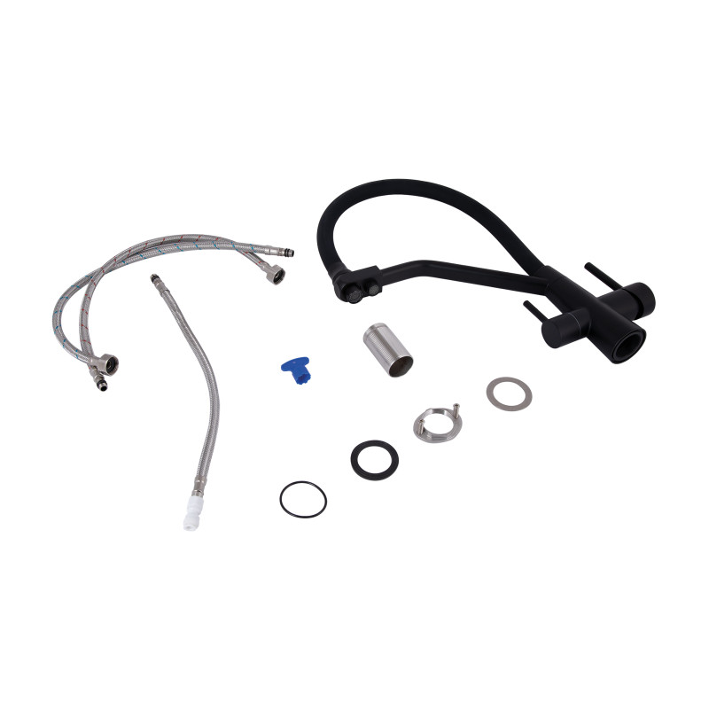 Lidz Змішувач для кухні Aria 020F3 з гнучким виливом з підключенням для питної води (k35) LDARI020F3BLA39212 Black Matt