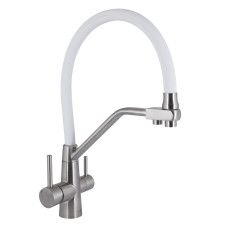 Lidz Змішувач для кухні Aria 020F3 з гнучким виливом з підключенням для питної води (k35) LDARI020F3WNK39480 White / Nickel