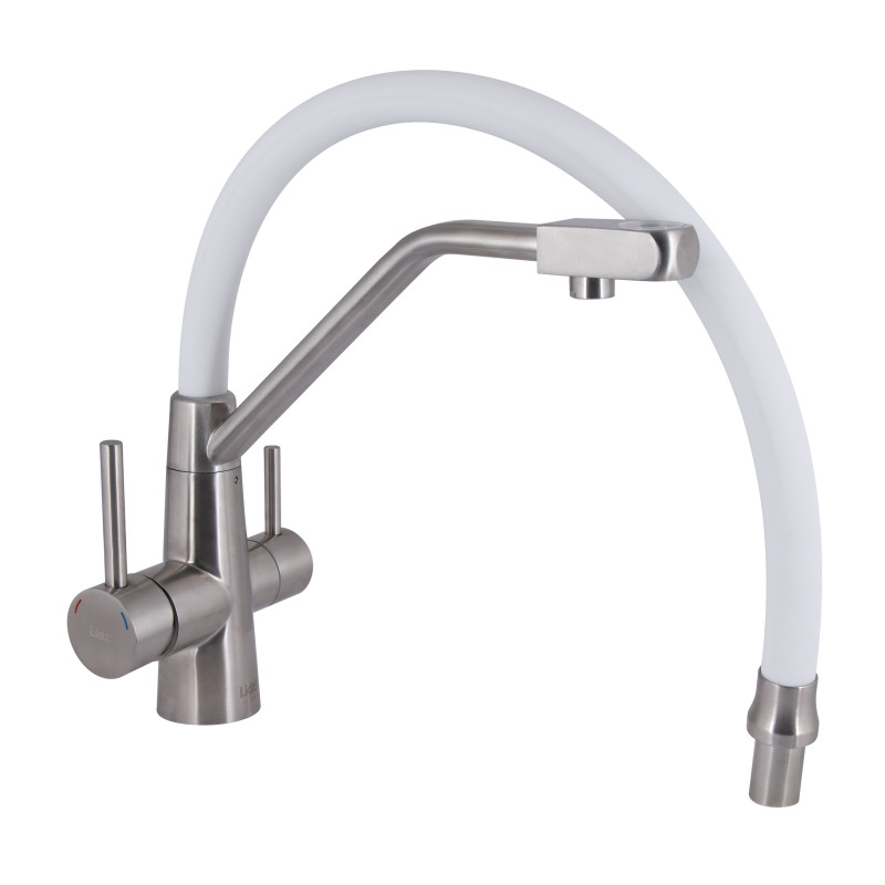 Lidz Змішувач для кухні Aria 020F3 з гнучким виливом з підключенням для питної води (k35) LDARI020F3WNK39480 White / Nickel