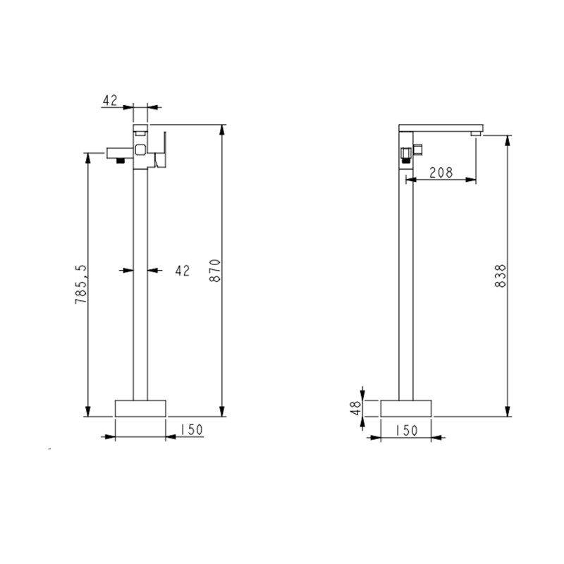 Lidz Змішувач для ванни Kubis 004 підлоговий (з душовим гарнітуром) (k35) LDKUB004NKS46101 Nickel
