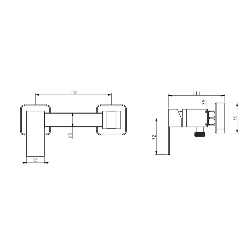Lidz Набір для гігієнічного душу Kubis 110 Black LDKUB110BLA46104 прямокутний