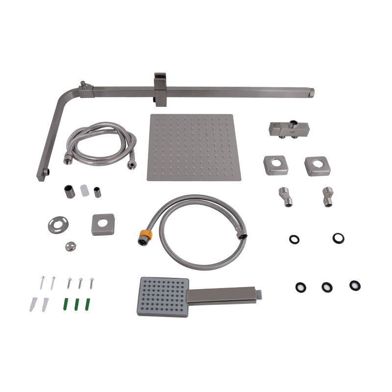 Lidz Душова стійка універсальна Kubis 1120 на два споживача LDKUB1120NKS46111 Nickel