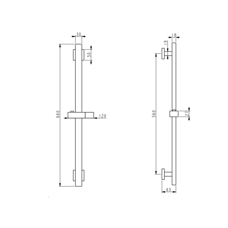 Lidz Душова стійка з тримачем універсальна Niagara 321 прямокутна LDNIA321NKS46113 Nickel