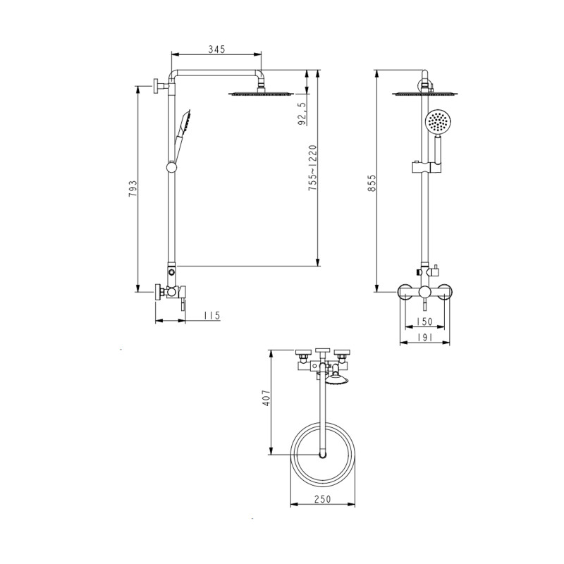 Lidz Душова система для душу Aria 1020 на два споживача (k35) LDARI1020NKS46114 Nickel