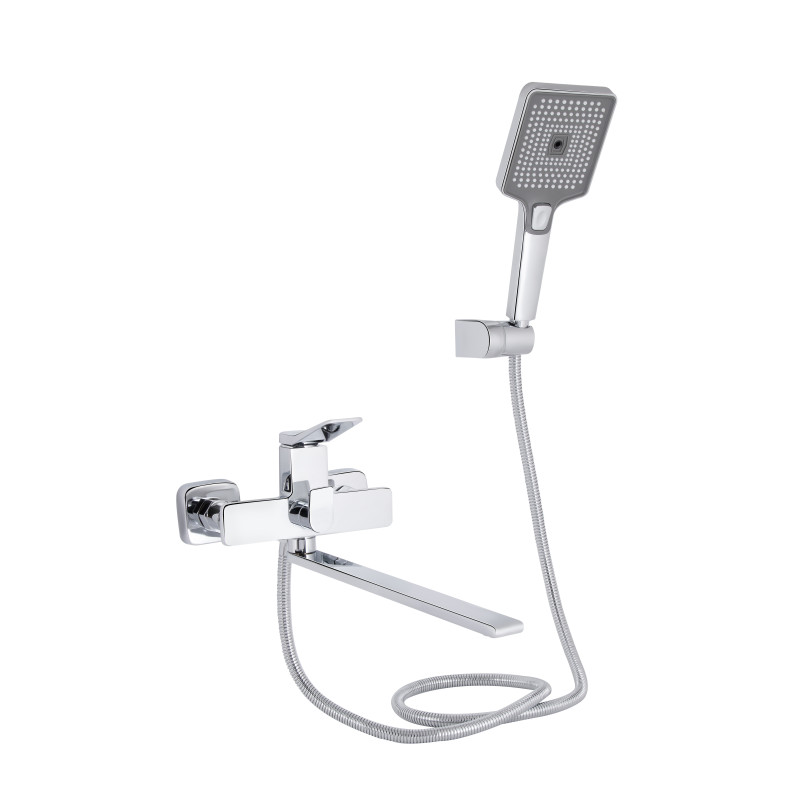 Qtap Змішувач для ванни Presto з довгим поворотним виливом (з душовим гарнітуром) QTPRE2601CRM45573 Chrome