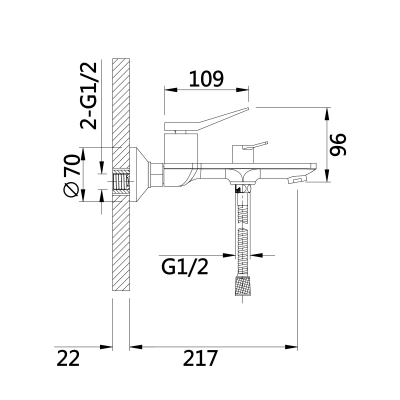 Qtap Змішувач для ванни Presto (з душовим гарнітуром) QTPRE259CRM45574 Chrome